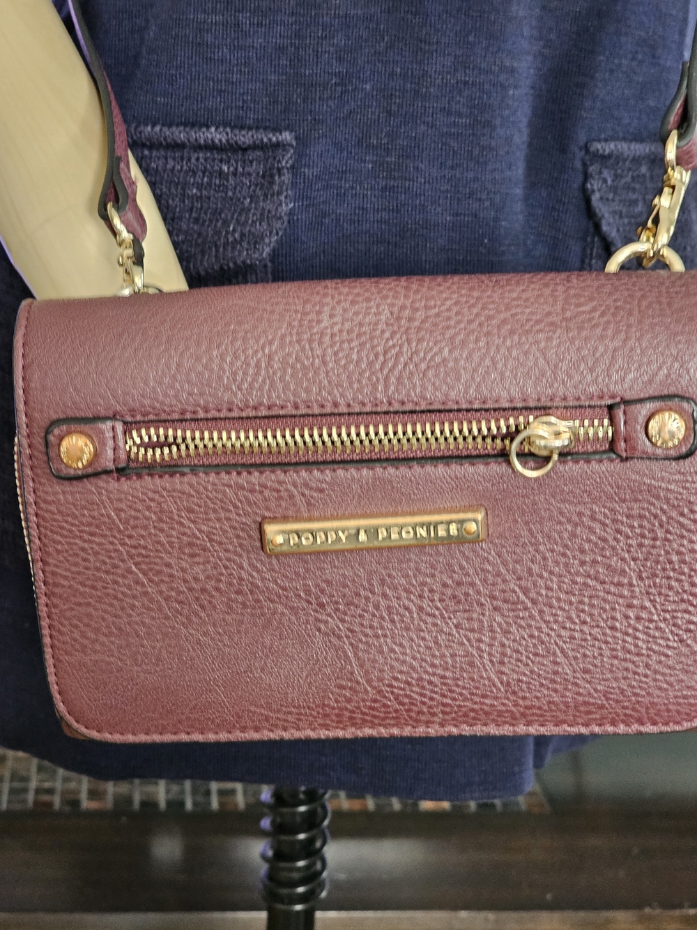 ❗️POPPY & PEONIES  Burgundy Crossbody / Wallet Bag .UNISEX ❗️